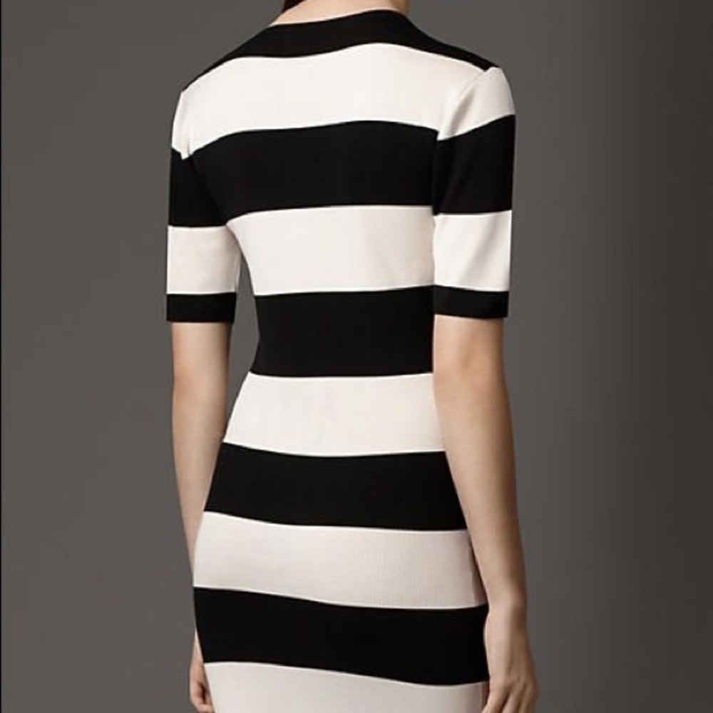 BURBERRY - Silk Black/White Striped Dress XS/TP - Picture 7 of 7